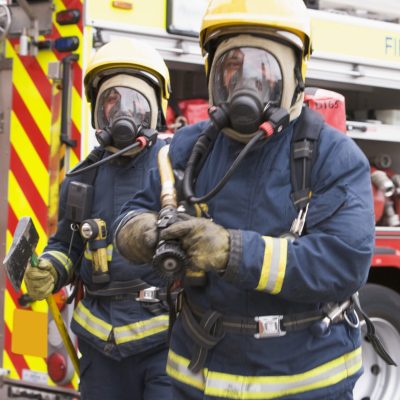 firefighters in protective workwear
